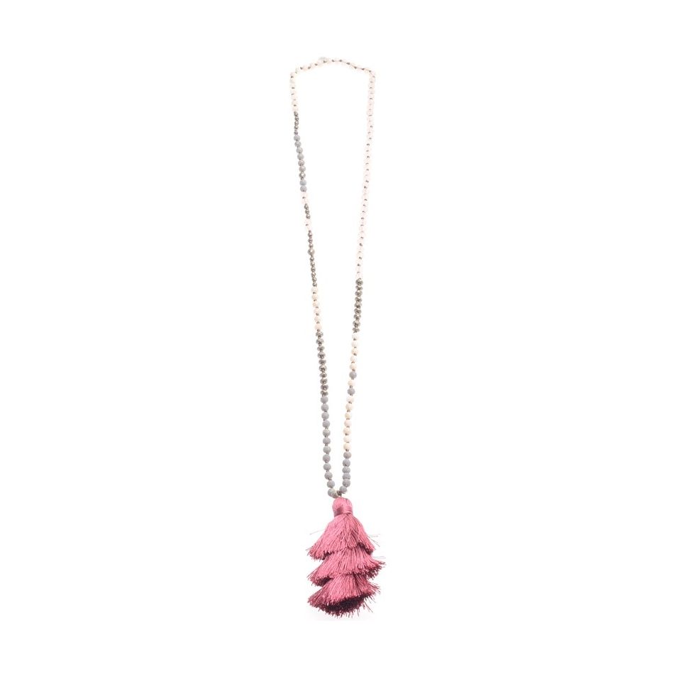 COLLAR LARGO COLGANTE FLECO TRES NIVELES