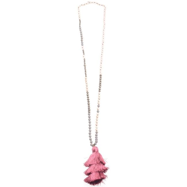 COLLAR LARGO COLGANTE FLECO TRES NIVELES