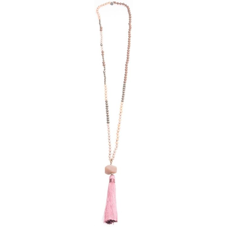 COLLAR LARGO COLGANTE PIEDRA FLECO