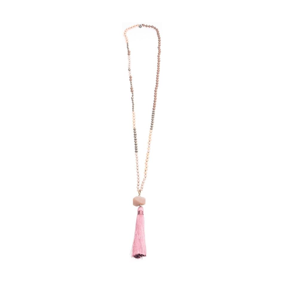 FRINGE STONE PENDANT LONG NECKLACE