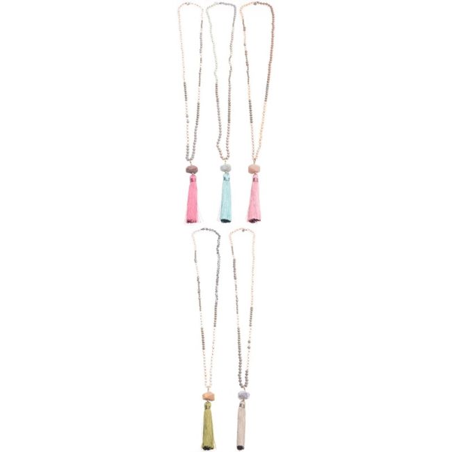 FRINGE STONE PENDANT LONG NECKLACE