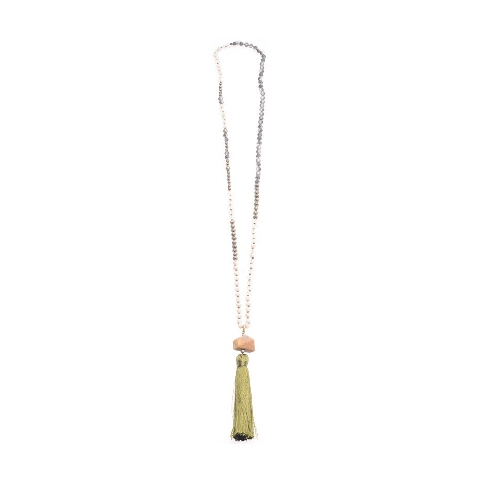 COLLAR LARGO COLGANTE PIEDRA FLECO