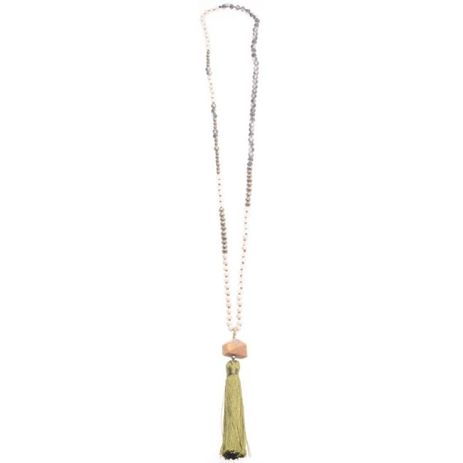 COLLAR LARGO COLGANTE PIEDRA FLECO