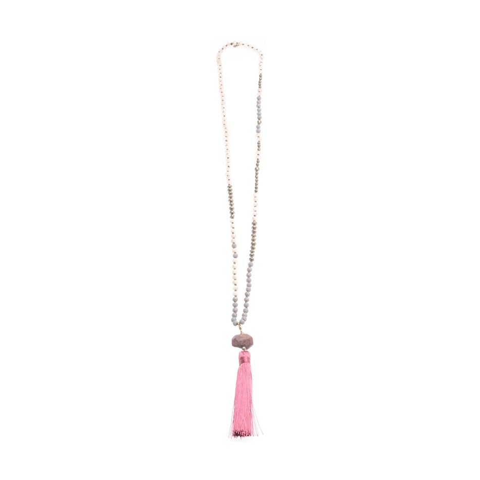 FRINGE STONE PENDANT LONG NECKLACE