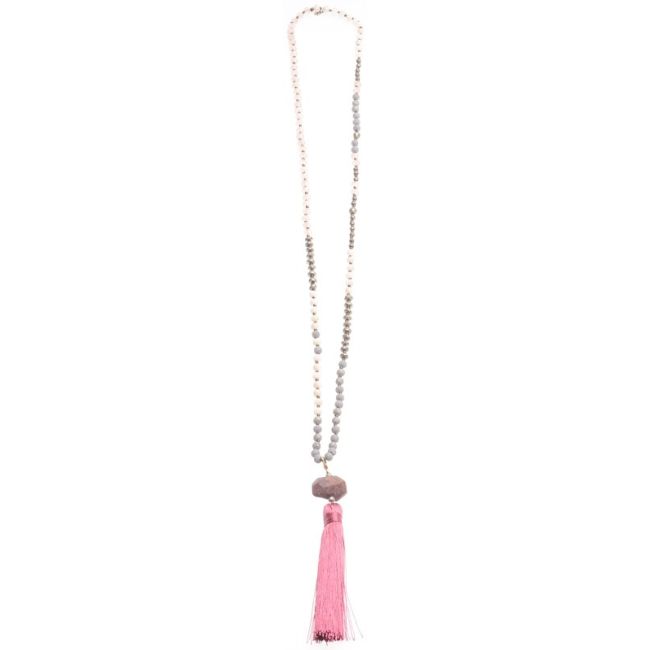 FRINGE STONE PENDANT LONG NECKLACE