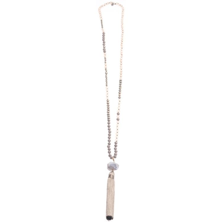 FRINGE STONE PENDANT LONG NECKLACE 2