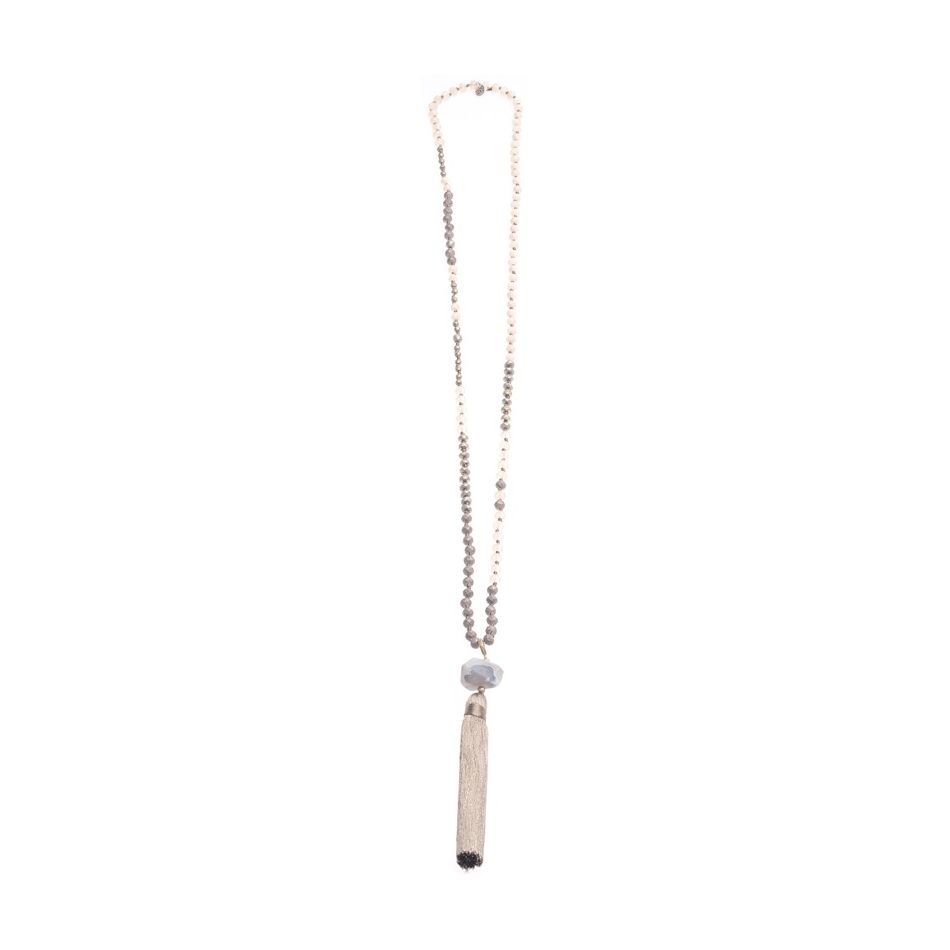 COLLAR LARGO COLGANTE PIEDRA FLECO
