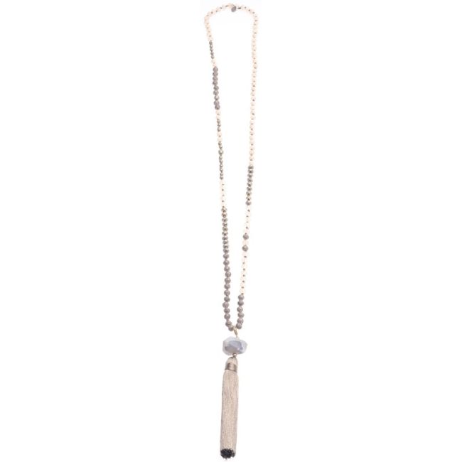 FRINGE STONE PENDANT LONG NECKLACE