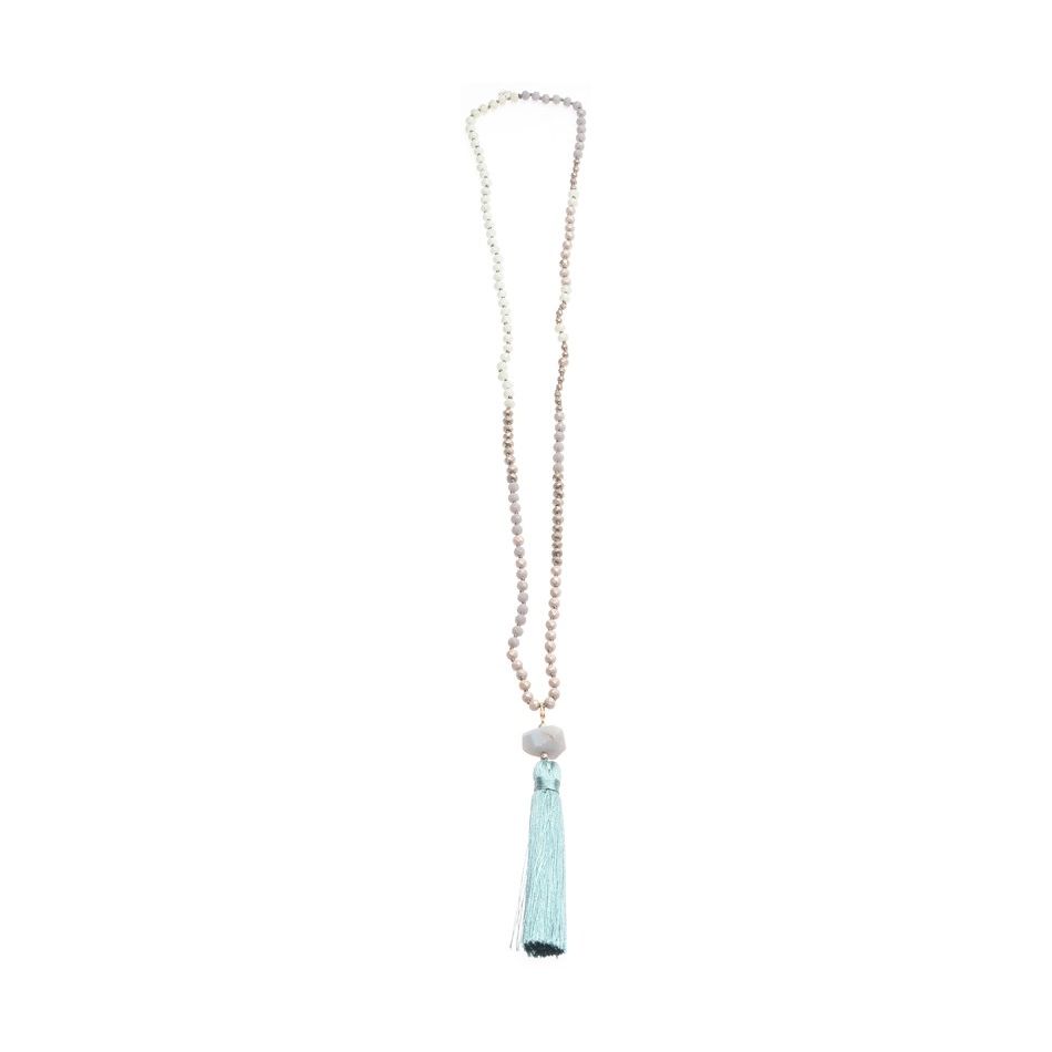 FRINGE STONE PENDANT LONG NECKLACE
