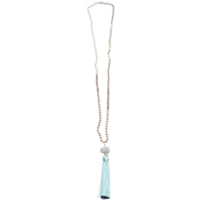 FRINGE STONE PENDANT LONG NECKLACE