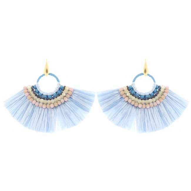 RAFFIA BEADS FAN EARRINGS