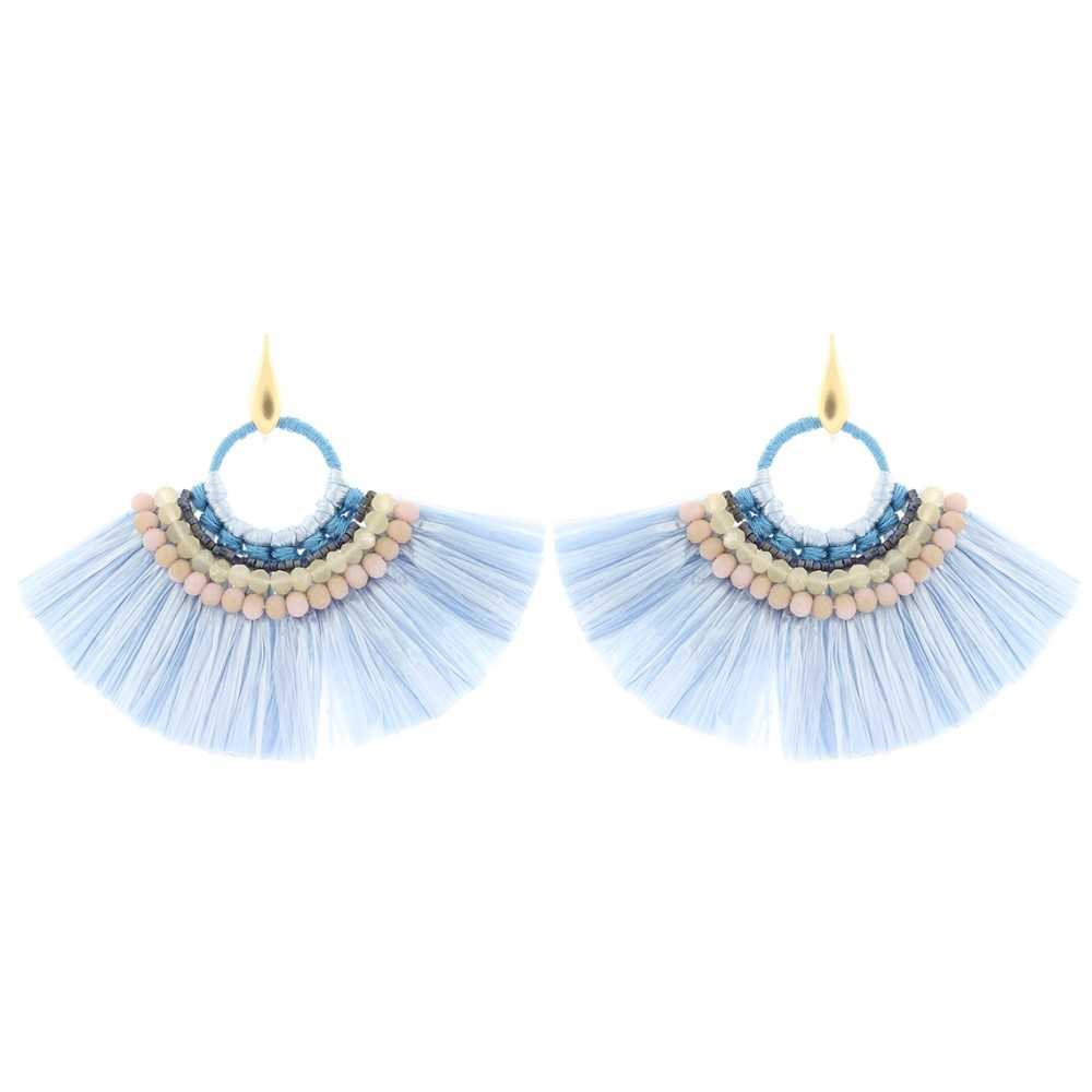 RAFFIA BEADS FAN EARRINGS