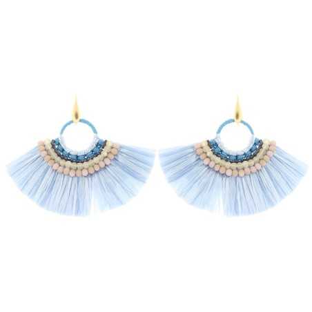 RAFFIA BEADS FAN EARRINGS