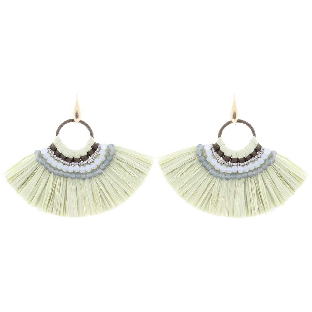 RAFFIA BEADS FAN EARRINGS