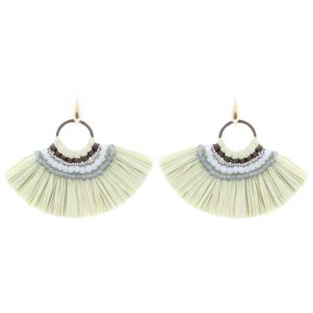 RAFFIA BEADS FAN EARRINGS