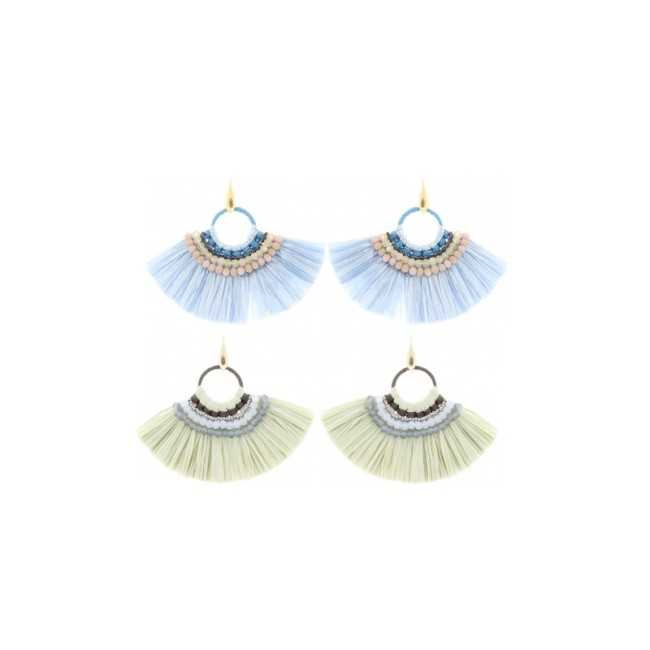 RAFFIA BEADS FAN EARRINGS