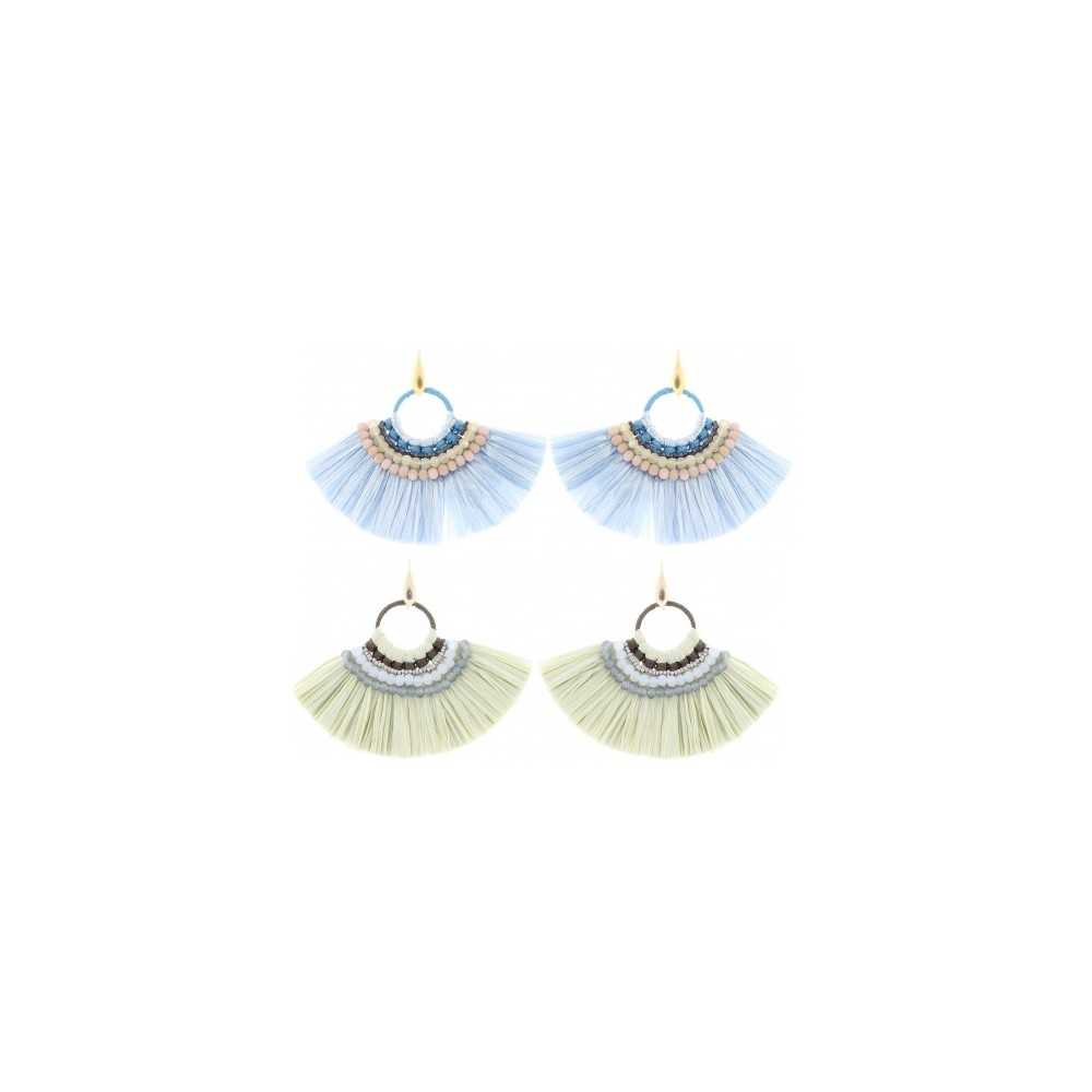 RAFFIA BEADS FAN EARRINGS