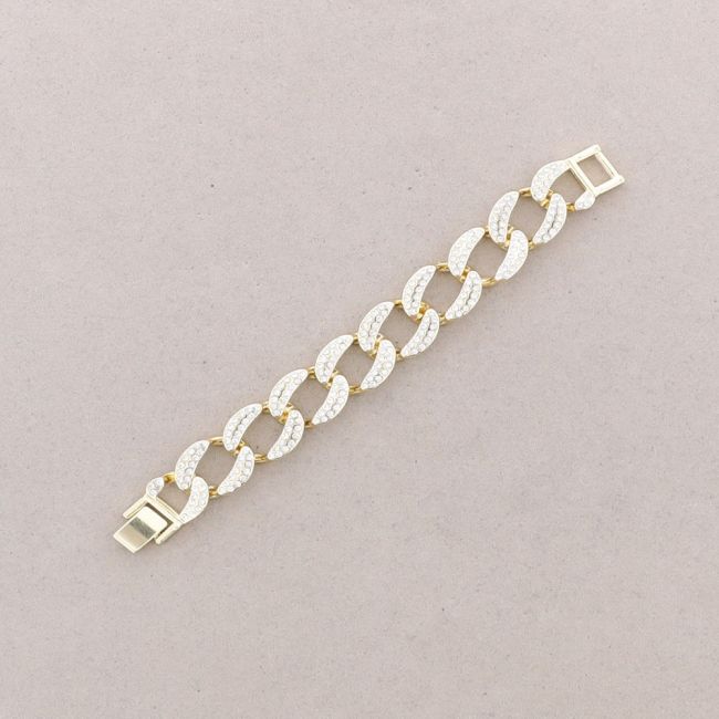 METAL LINK BRACELET WITH CRYSTALS