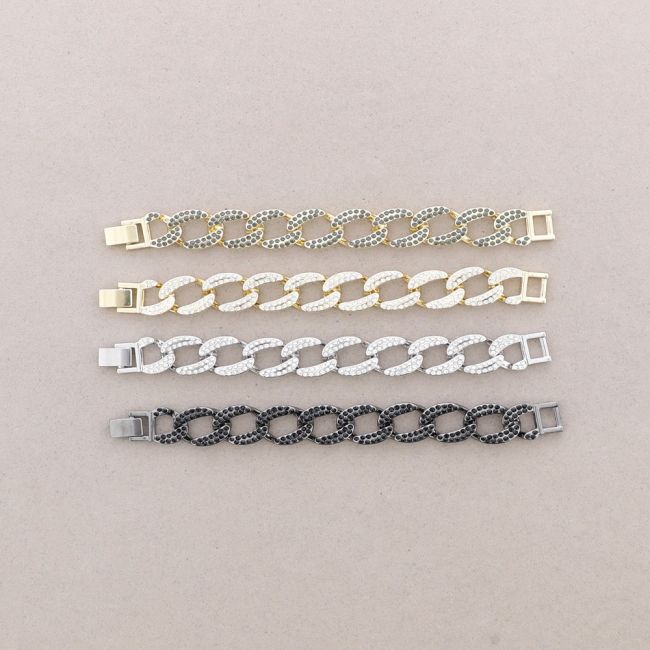 PULSERA ESLABONES METAL CRISTALES