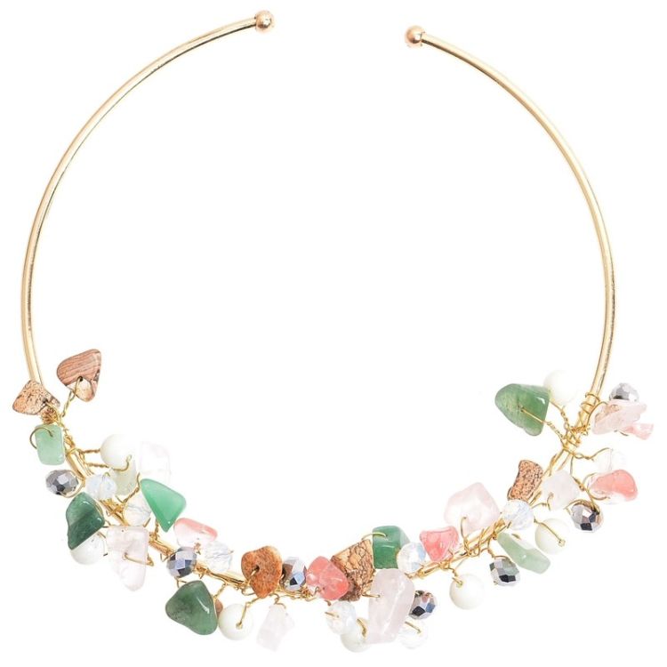 STONE HOOP SHORT NECKLACE