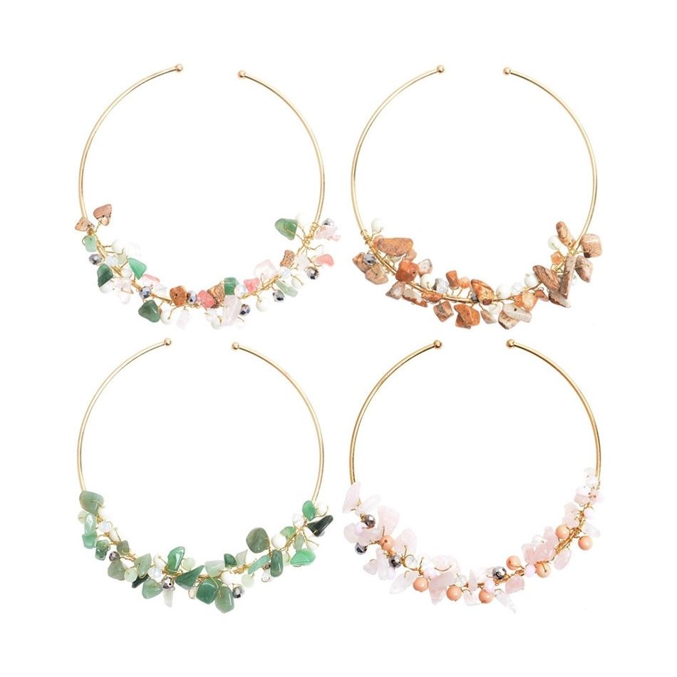 STONE HOOP SHORT NECKLACE
