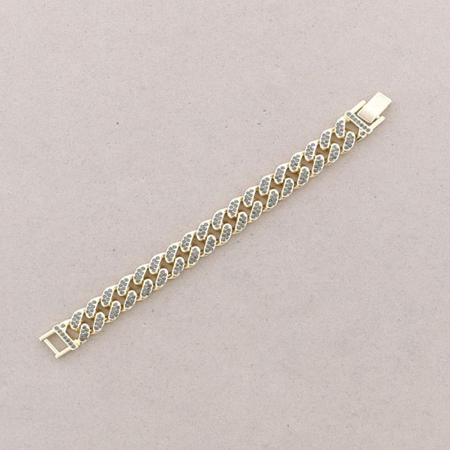 PULSERA ESLABONES CUADRADOS METAL CRISTALES