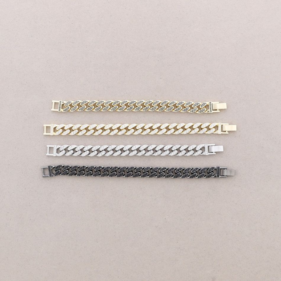 PULSERA ESLABONES CUADRADOS METAL CRISTALES