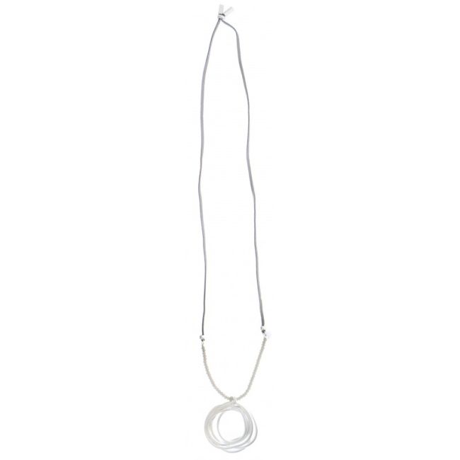 LONG SUEDE NECKLACE WITH INTERTWINED RINGS PENDANT