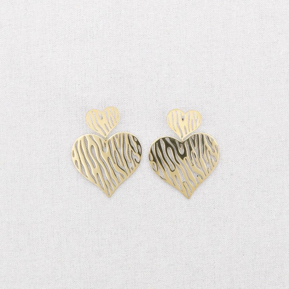 PENDIENTES ACERO DOBLE CORAZÓN CALADO