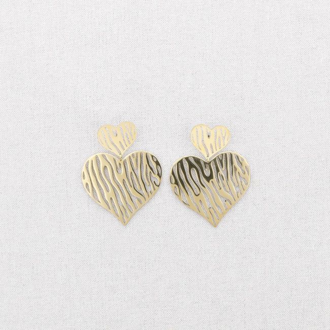 DOUBLE FRETWORK HEART STEEL EARRINGS