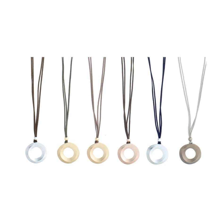 LONG SUEDE NECKLACE WITH WIDE RING PENDANT
