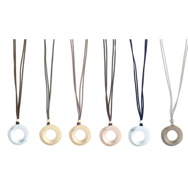 LONG SUEDE NECKLACE WITH WIDE RING PENDANT