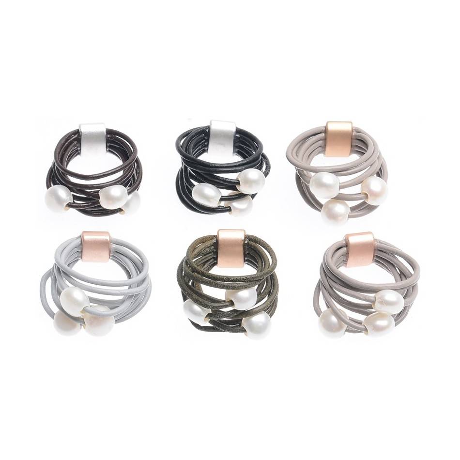 ANILLO CUERO PERLAS CULTIVADAS