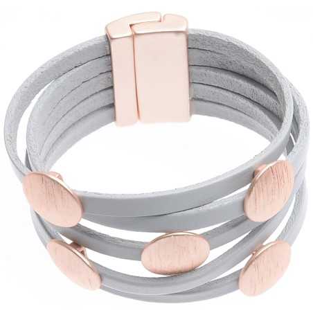 LEATHER BRACELET WITH METAL SHEETS