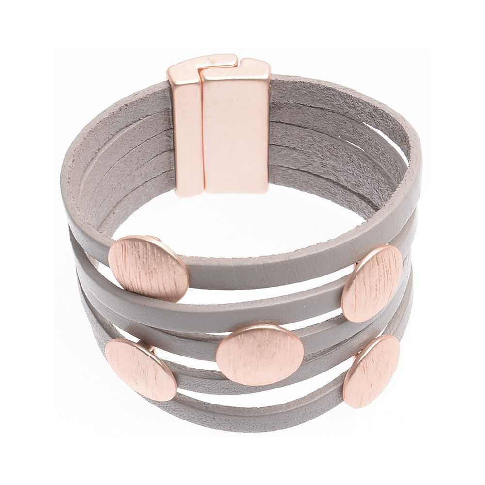 LEATHER BRACELET WITH METAL SHEETS