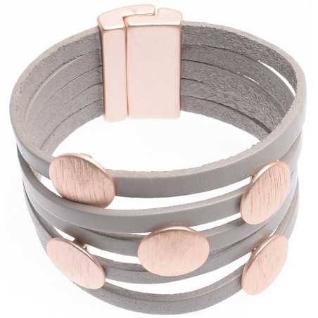 LEATHER BRACELET WITH METAL SHEETS