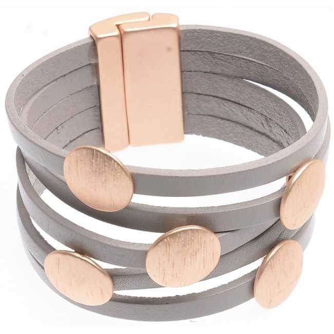 LEATHER BRACELET WITH METAL SHEETS