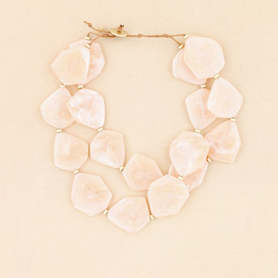 DOUBLE RESIN BEADS SHORT NECKLACE