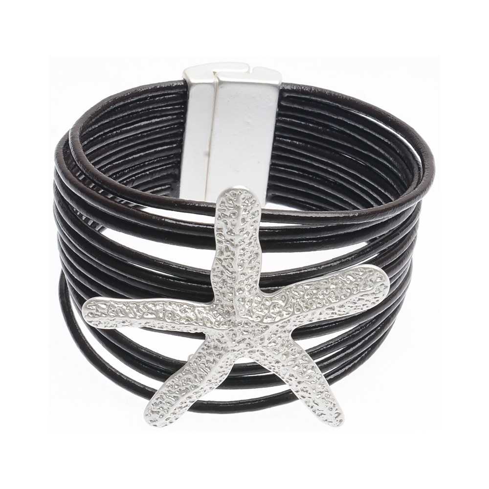 METAL STARFISH LEATHER BRACELET