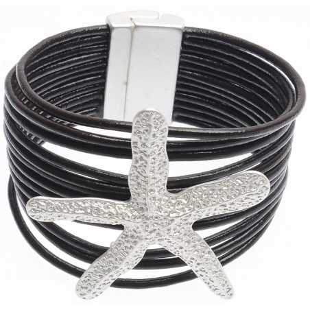 METAL STARFISH LEATHER BRACELET