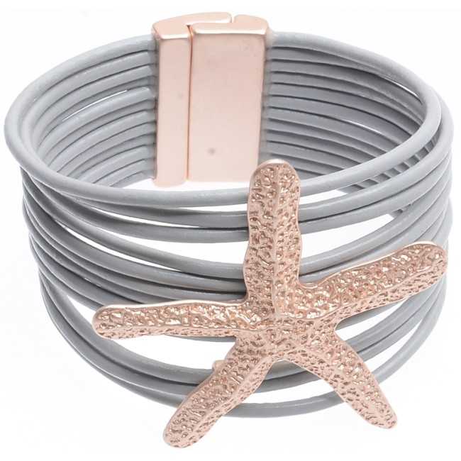 METAL STARFISH LEATHER BRACELET