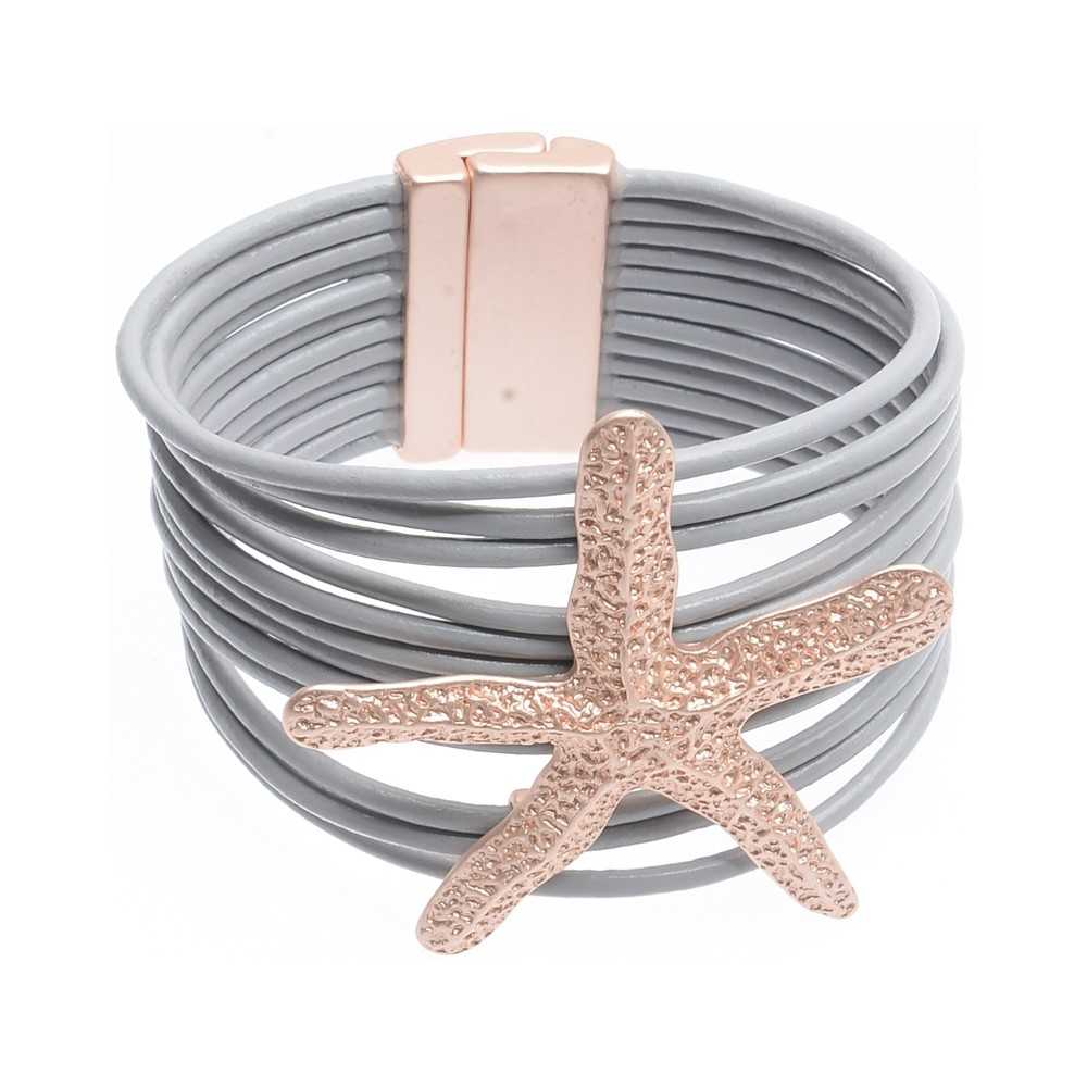 METAL STARFISH LEATHER BRACELET