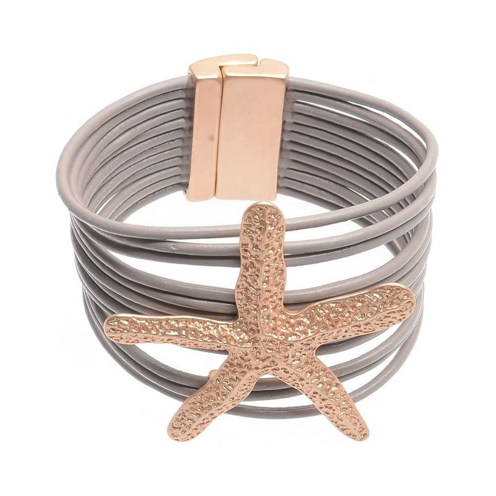 METAL STARFISH LEATHER BRACELET