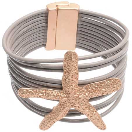 METAL STARFISH LEATHER BRACELET