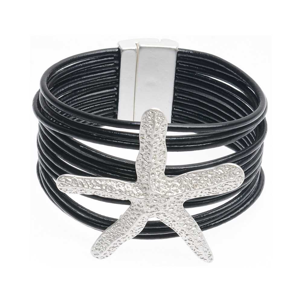 METAL STARFISH LEATHER BRACELET