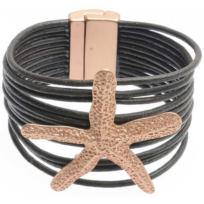 METAL STARFISH LEATHER BRACELET