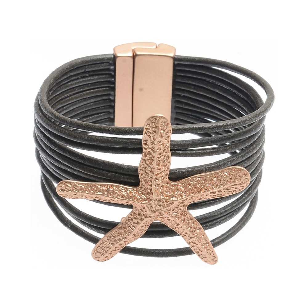 METAL STARFISH LEATHER BRACELET