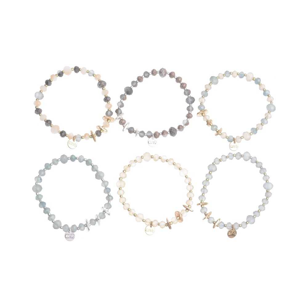 MATT FACETED CRYSTALS BRACELET WITH METAL BEADS