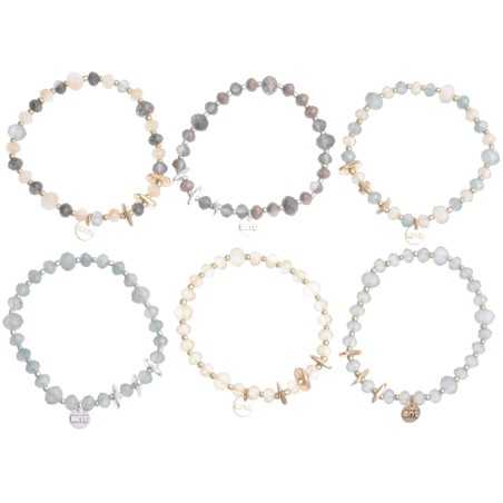 MATT FACETED CRYSTALS BRACELET WITH METAL BEADS