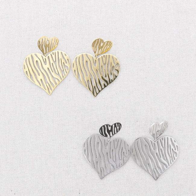 PENDIENTES ACERO DOBLE CORAZÓN CALADO